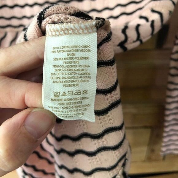 Free People XS‎ Striped Longsleeve Peplum Sweater Blouse - Picture 5 of 6